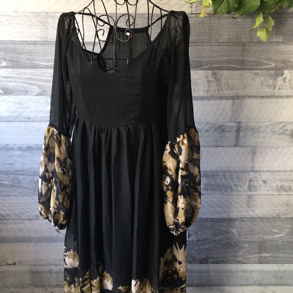 Wangexu black boho maxi dress